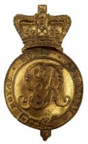 ROYAL HORSE ARTILLERY SIDE BADGE FOR THE FUR CRESTED LEATHER HELMET, C.1793-1822. A fine and rare