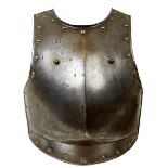 A 19TH CENTURY CONTINENTAL HEAVY CAVALRY BREASTPLATE, the plate with raised medial ridge, turned