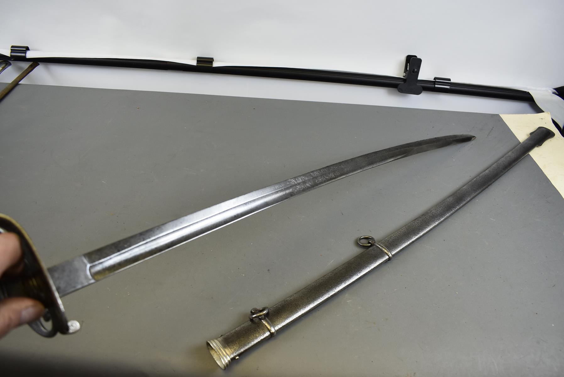 A WORCESTER RIFLES OFFICER'S PRESENTATION SWORD, 82cm curved blade etched with scrolling foliage, - Image 4 of 10