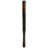 A VICTORIAN PAINTED WOOD TRUNCHEON, painted in polychrome with the Royal crown, VR cypher and F-7,