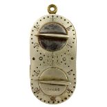 A NORFOLK LIAR GAME COUNTER BY HAWKSLEY, the brass and white metal body with dials for rabbit,