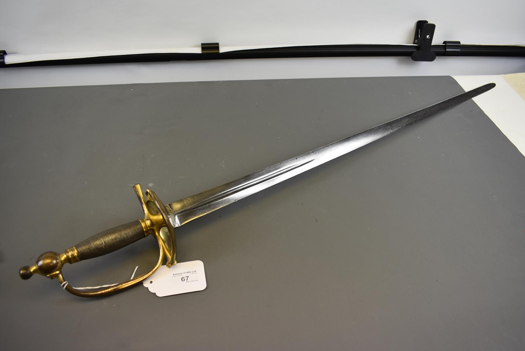 A 1796 PATTERN HEAVY CAVALRY OFFICER'S DRESS SWORD, 76.5cm double edged fullered blade struck GG - Image 2 of 7