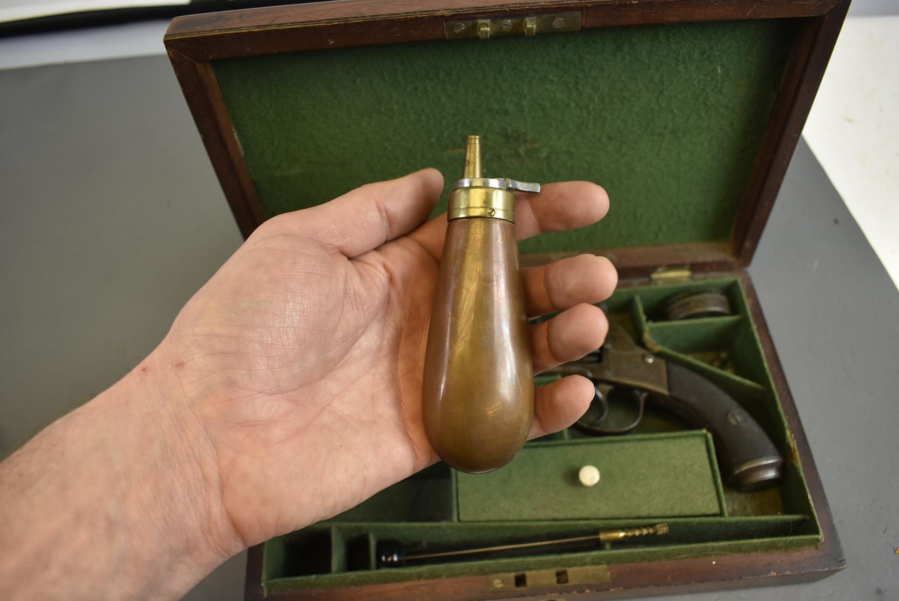 A CASED 120-BORE SIX-SHOT PERCUSSION WEBLEY BENTLEY TYPE OPEN FRAMED REVOLVER, 4inch sighted - Image 9 of 11