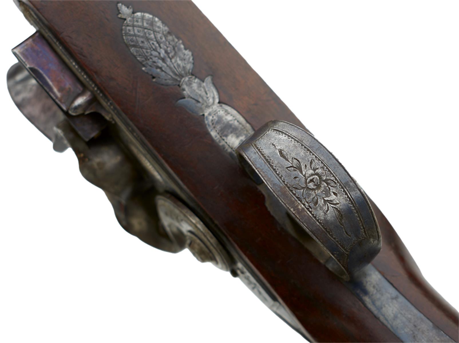 A CASED PAIR OF 18TH CENTURY 28-BORE FLINTLOCK DUELLING PISTOLS BY HARRISON & THOMSON, 9.5inch - Image 3 of 26