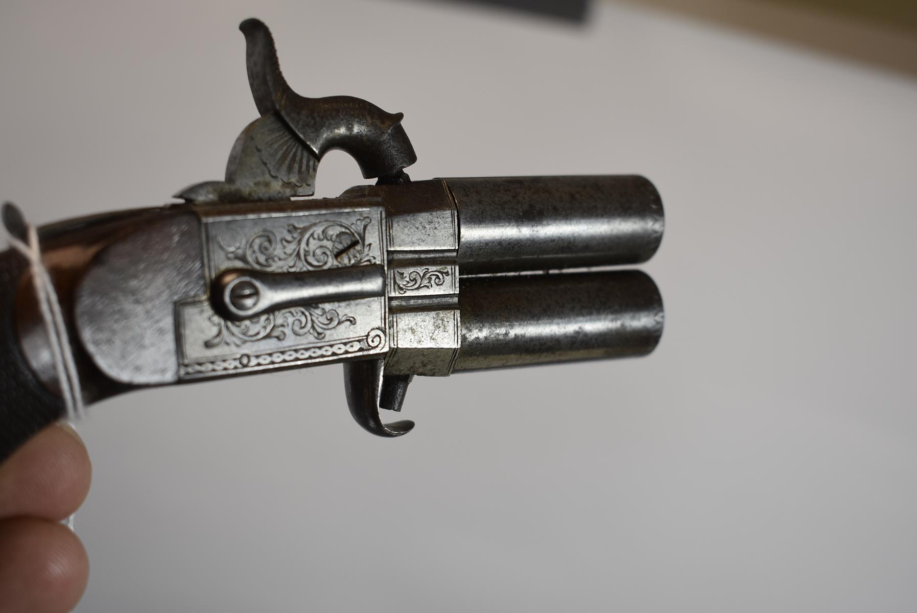 A PAIR OF 80-BORE PERCUSSION BOXLOCK TURNOVER POCKET BELT PISTOLS BY JOSEPH LANG, 1.5inch turn-off - Image 7 of 18