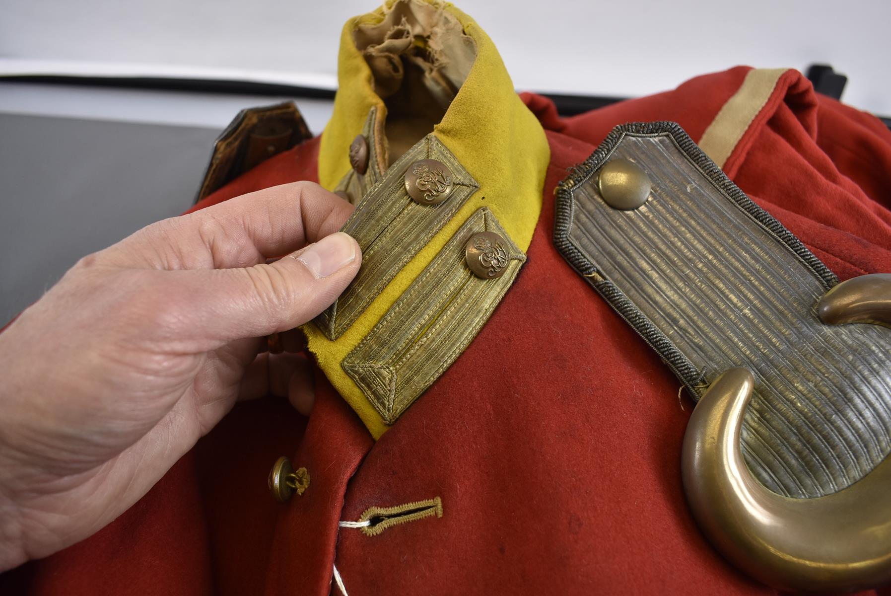 A BRITISH MILITARY MUSICIAN'S COATEE, scarlet cloth with white tape 'lace', now fitted with civilian - Image 20 of 24