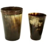 OF PENINSULAR WAR INTEREST: TWO HORN BEAKERS, used in the Peninsular War by Lieutenant W. Hay,