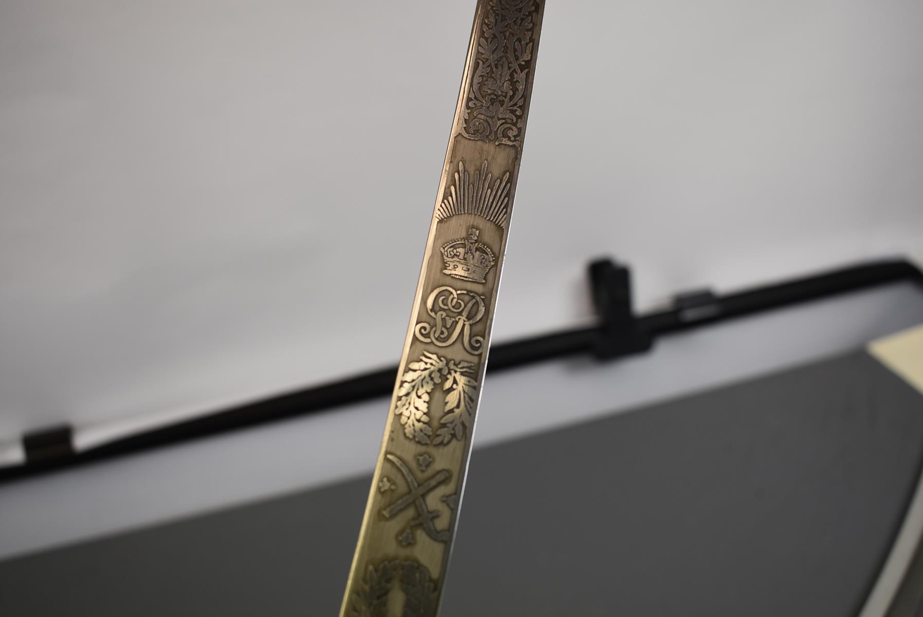A GVR 1831 PATTERN GENERAL OFFICER'S SWORD, 81cm curved clipped back blade by Wilkinson, etched with - Image 3 of 10