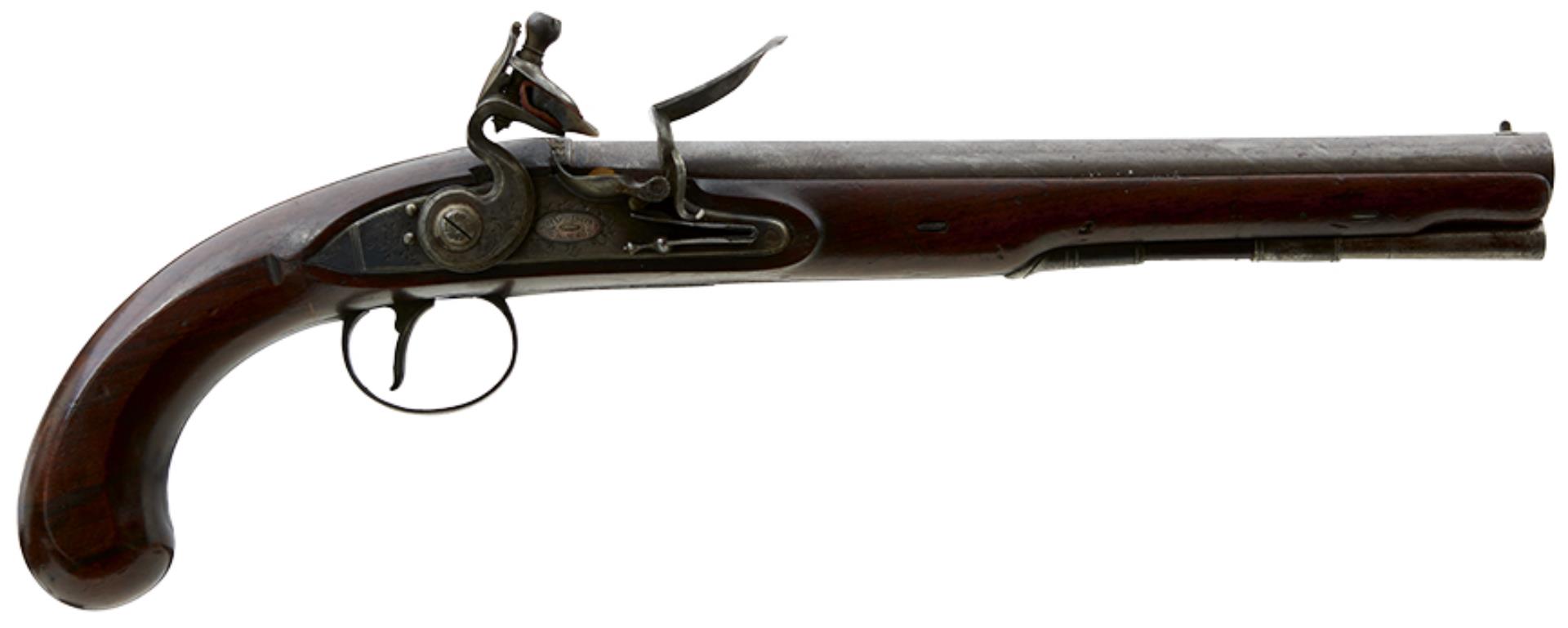 A CASED PAIR OF 18TH CENTURY 28-BORE FLINTLOCK DUELLING PISTOLS BY HARRISON & THOMSON, 9.5inch - Image 4 of 26