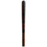 A VICTORIAN PAINTED WOOD TRUNCHEON, decorated in polychrome with the Royal crown, VR cypher, and