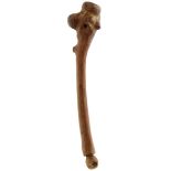TWO VARIOUS ROOT CLUBS, the first with Fijian style root ball head, 40cm long, the second with