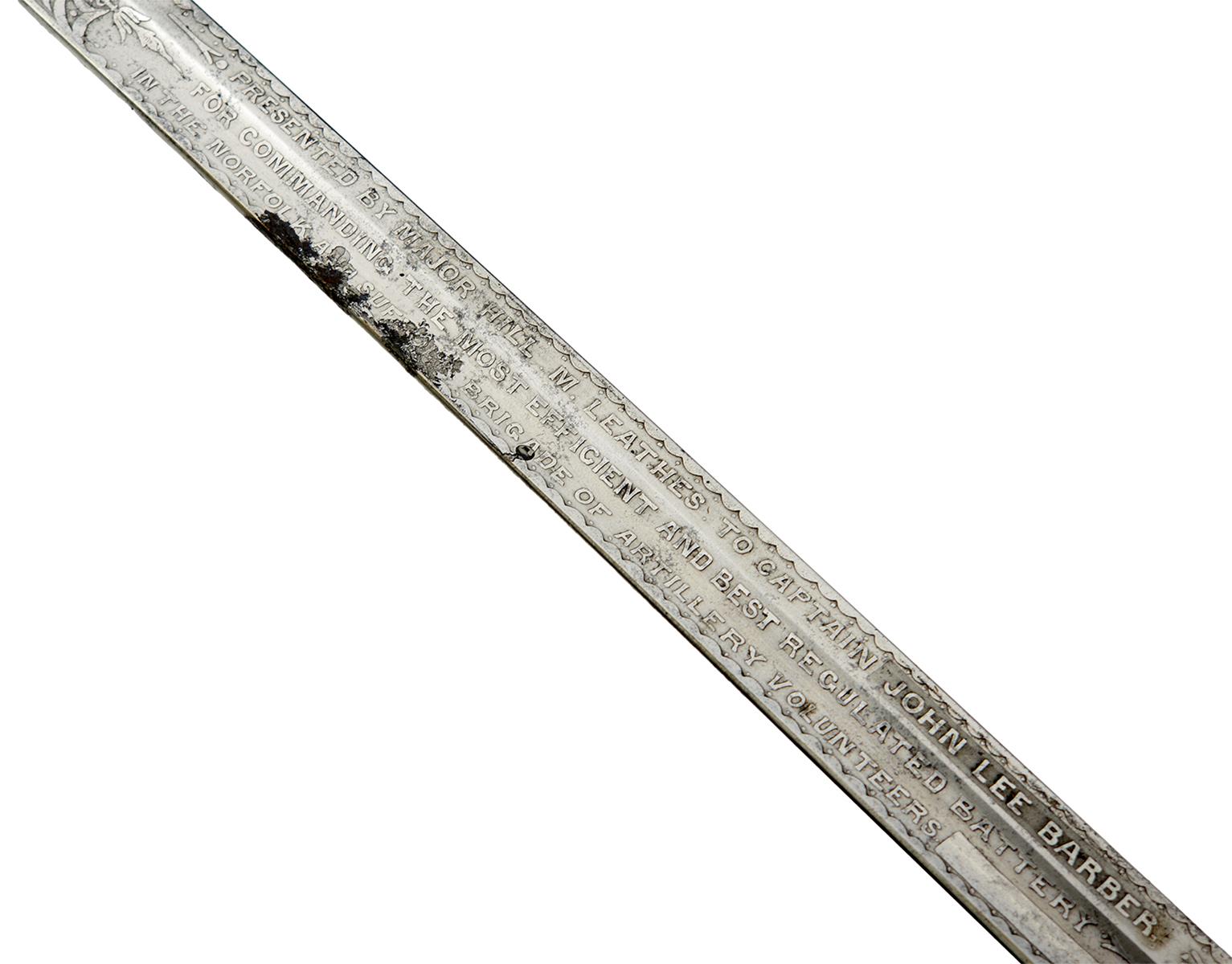 AN ORNATE VOLUNTEER ARTILLERY OFFICER'S SWORD, 82.5cm blade profusely etched with scrolling foliage, - Image 2 of 15