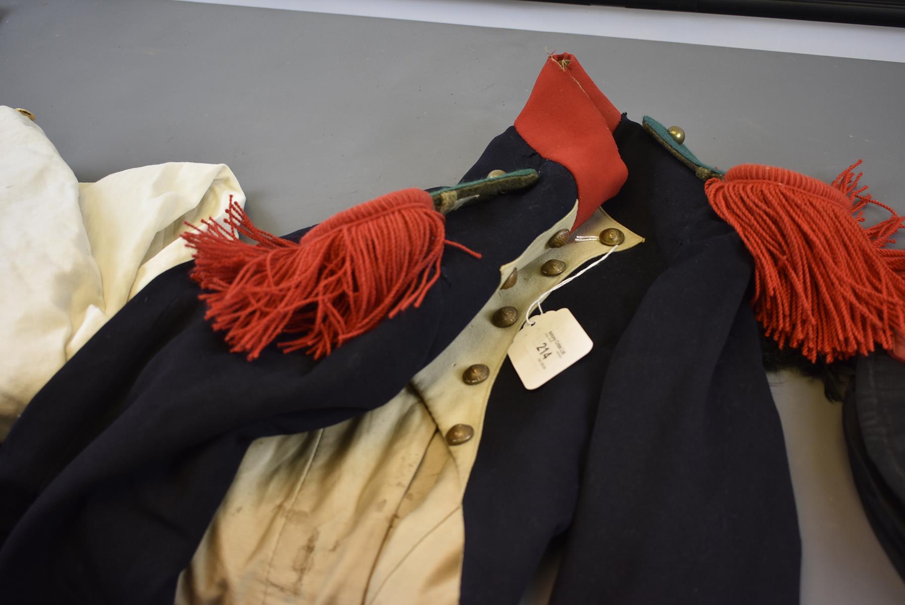 A FRENCH FIREMAN'S FULL DRESS COATEE. Navy blue cloth with scarlet cloth collar, cuffs and turn - Image 3 of 7