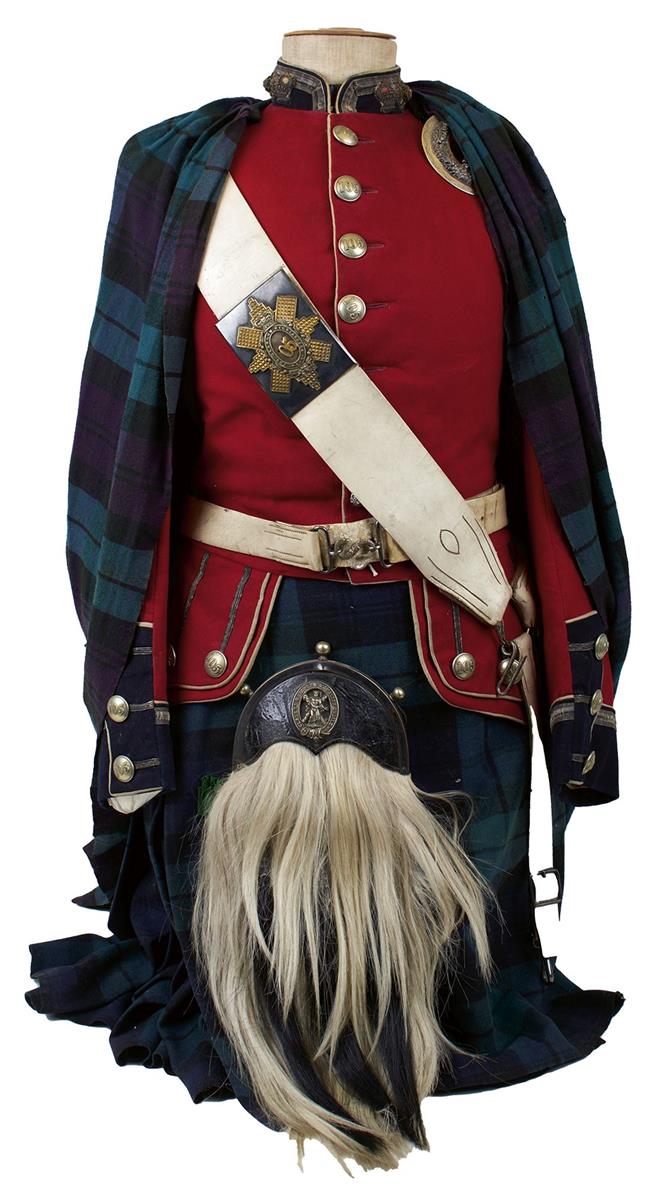 A VICTORIAN SCOTTISH LIEUTENANT COLONEL'S FULL DRESS UNIFORM ENSEMBLE TO THE GLASGOW HIGHLANDERS,