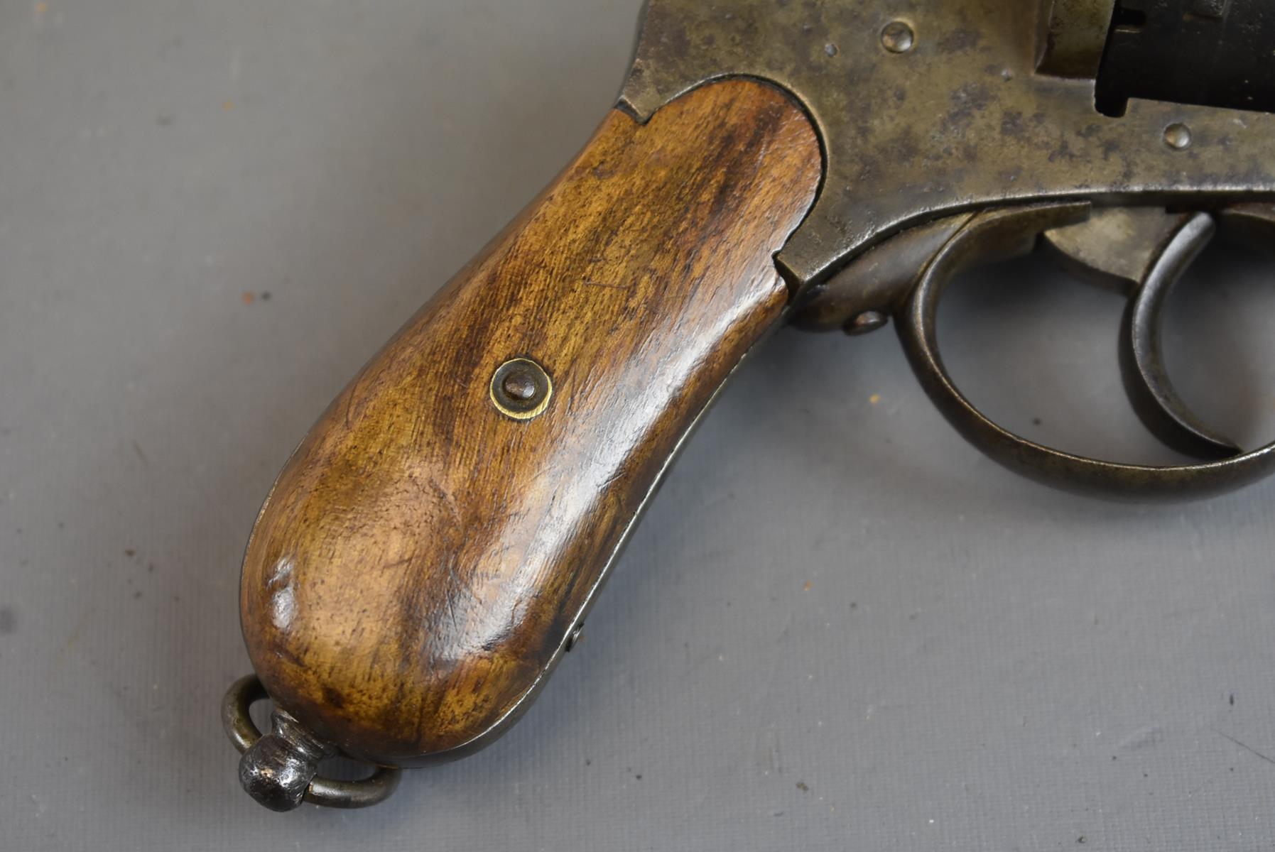 A BELGIAN 12MM SIX-SHOT PERLOT FRERES PINFIRE OFFICER'S REVOLVER, 6.25inch sighted barrel, plain - Image 3 of 8