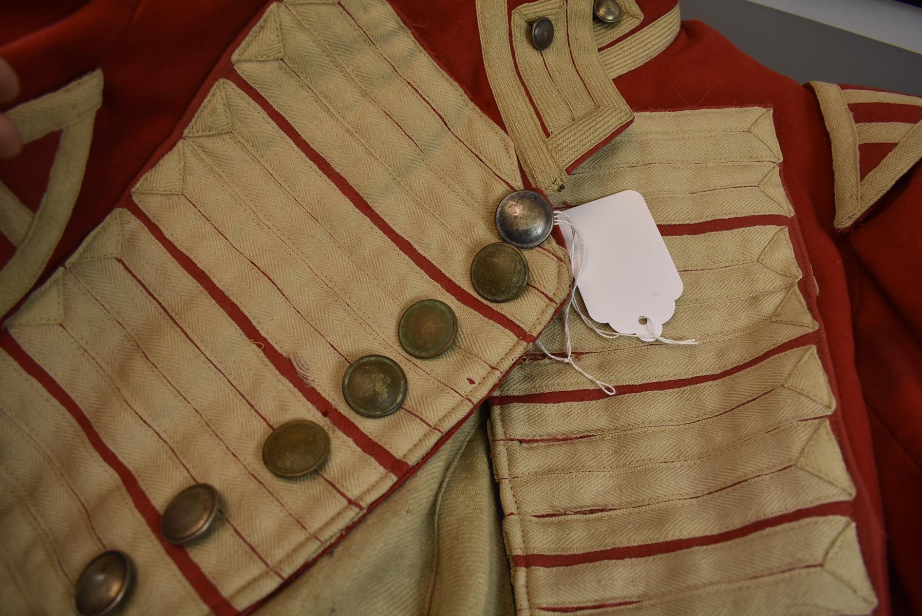 A BRITISH MILITARY MUSICIAN'S COATEE, scarlet cloth with white tape 'lace', now fitted with civilian - Image 4 of 24