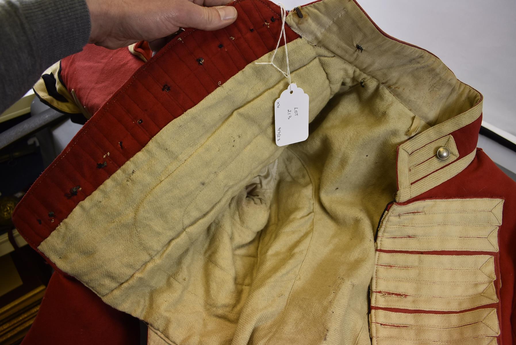 A BRITISH MILITARY MUSICIAN'S COATEE, scarlet cloth with white tape 'lace', now fitted with civilian - Image 5 of 24