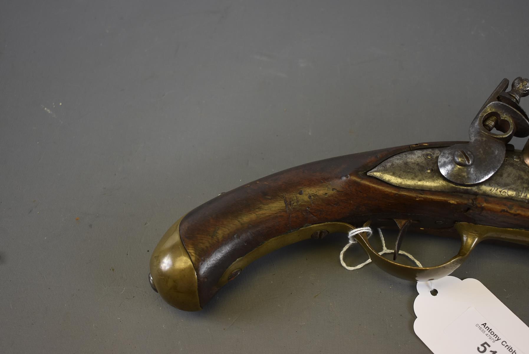 A RARE .700 CALIBRE FRENCH MODEL 1786 FLINTLOCK NAVAL SERVICE PISTOL, 9inch barrel, bevelled lock - Image 3 of 12