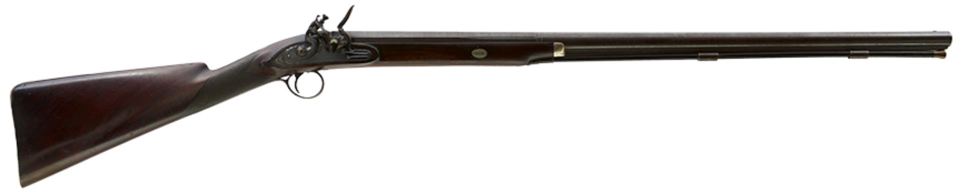 A 15-BORE FLINTLOCK SPORTING GUN BY SIMMONS, 31.25inch sighted octagonal damascus barrel, platinum