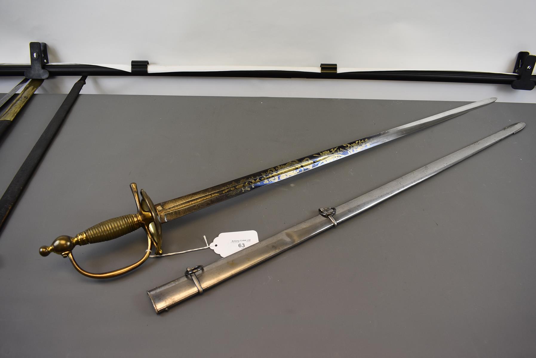 A 1796 PATTERN HEAVY CAVALRY OFFICER'S DRESS SWORD, 82cm double edged blade with short central - Image 2 of 11