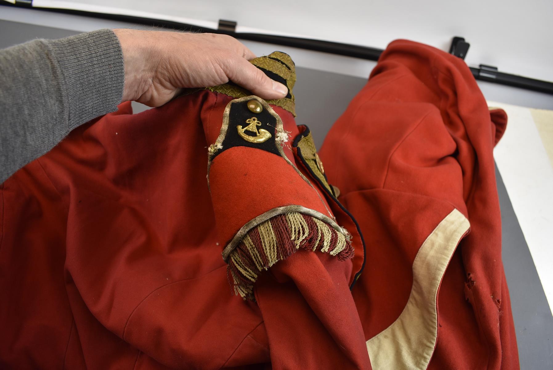 A BRITISH MILITARY MUSICIAN'S COATEE, scarlet cloth with white tape 'lace', now fitted with civilian - Image 12 of 24