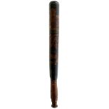 A LARGE VICTORIAN PAINTED WOOD TRUNCHEON, painted in polychrome with large Royal Crown, elaborate VR