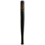 A LARGE GEORGE III PAINTED WOOD TRUNCHEON, DATED 1808, painted in polychrome with the Royal Crown, G