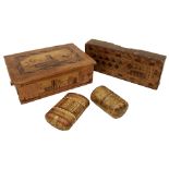 AN EARLY 19TH CENTURY NAPOLEONIC PRISONER OF WAR STRAW-WORK BOX, with depictions of buildings to the