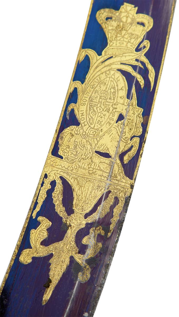 AN 1803 PATTERN LIGHT INFANTRY OFFICER'S SWORD, 72.5cm sharply curved blade decorated with stands of - Image 2 of 17