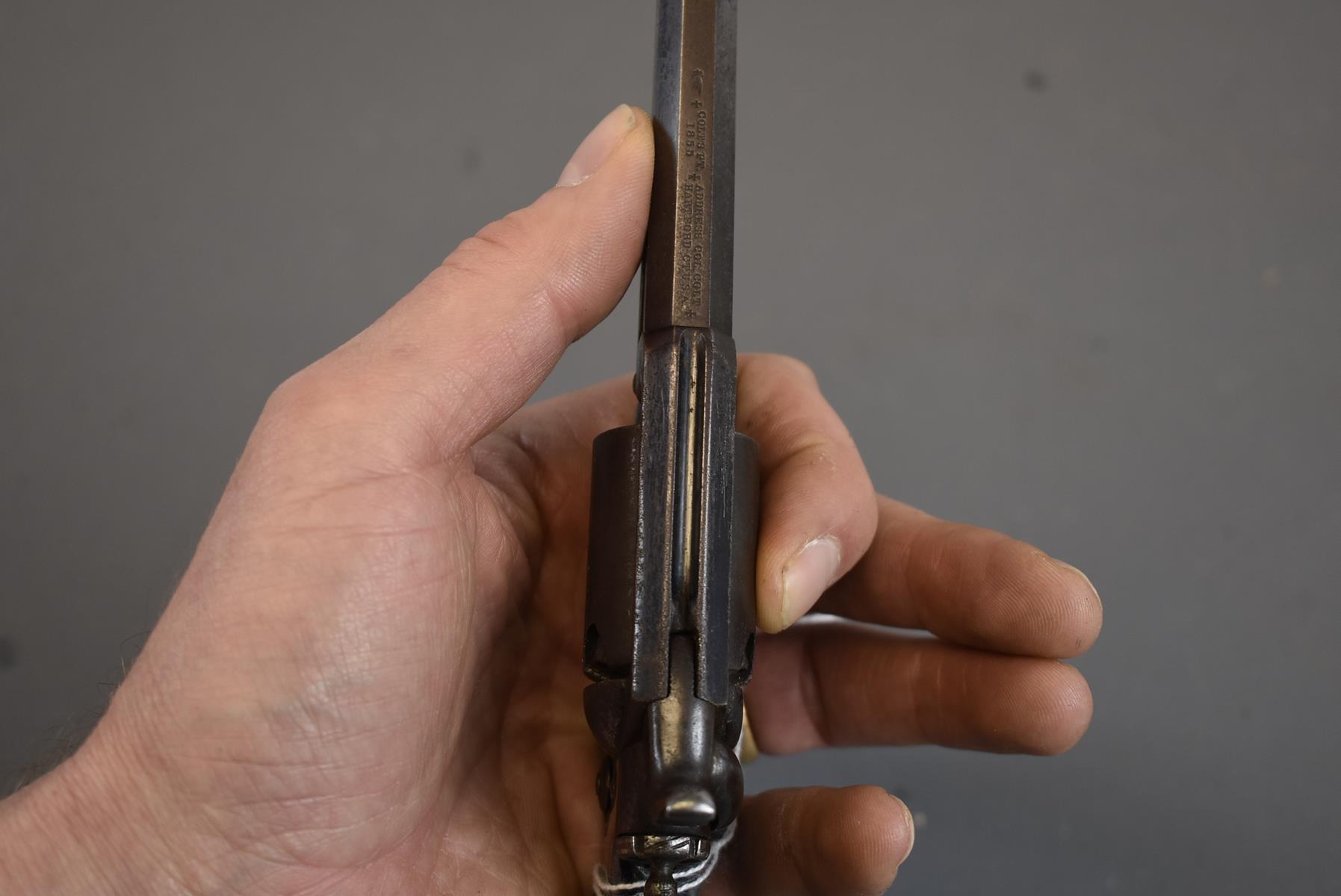 A .28 CALIBRE FIVE-SHOT PERCUSSION COLT ROOT POCKET REVOLVER, 3.5inch sighted octagonal barrel - Image 11 of 11