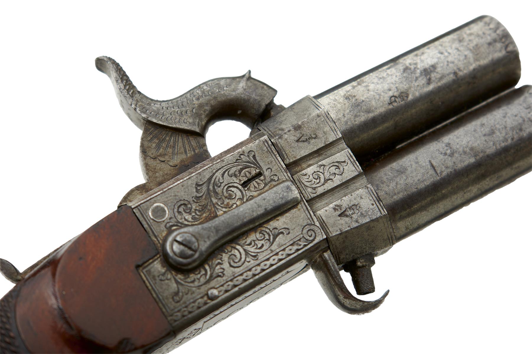 A PAIR OF 80-BORE PERCUSSION BOXLOCK TURNOVER POCKET BELT PISTOLS BY JOSEPH LANG, 1.5inch turn-off - Image 3 of 18