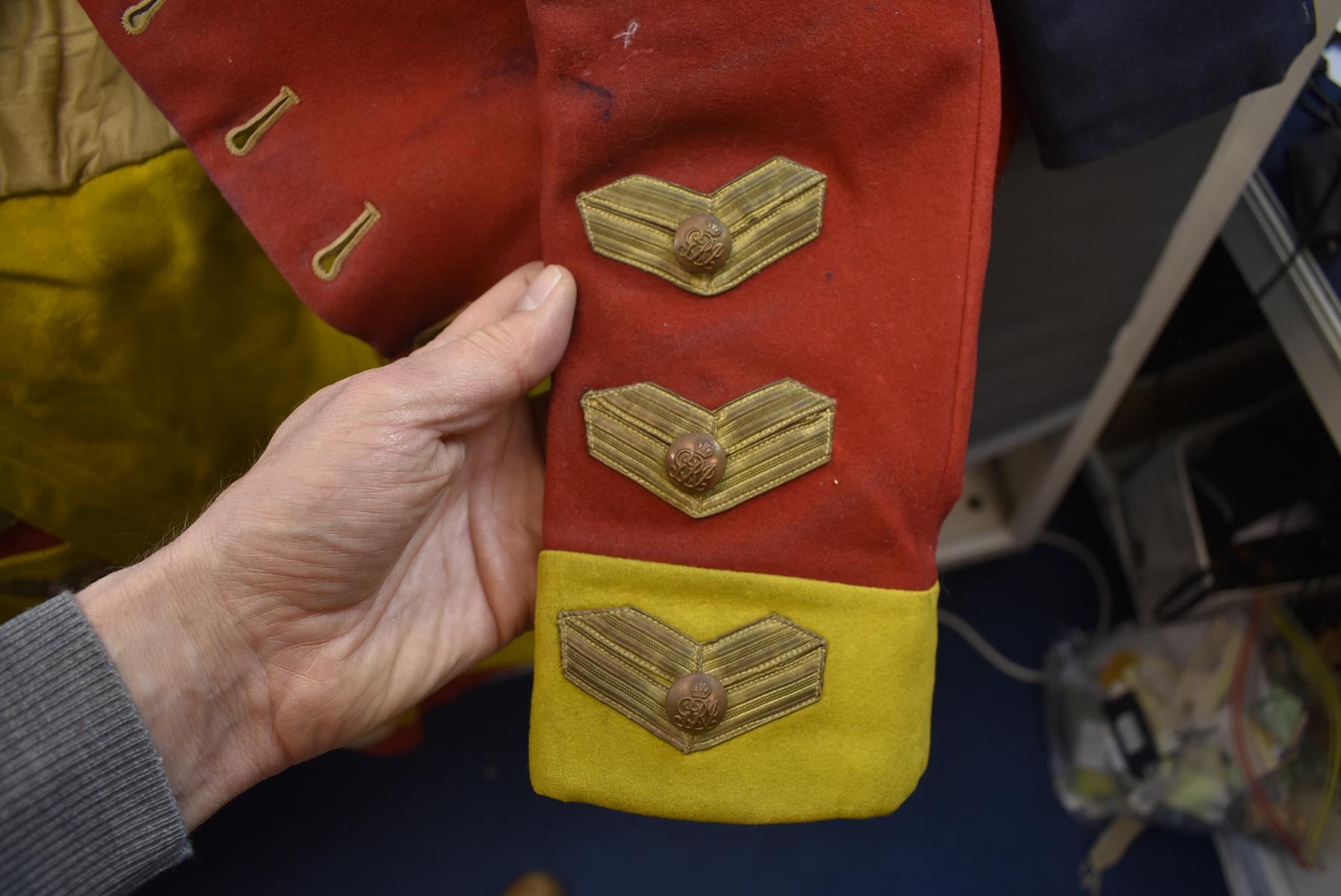 A BRITISH MILITARY MUSICIAN'S COATEE, scarlet cloth with white tape 'lace', now fitted with civilian - Image 23 of 24