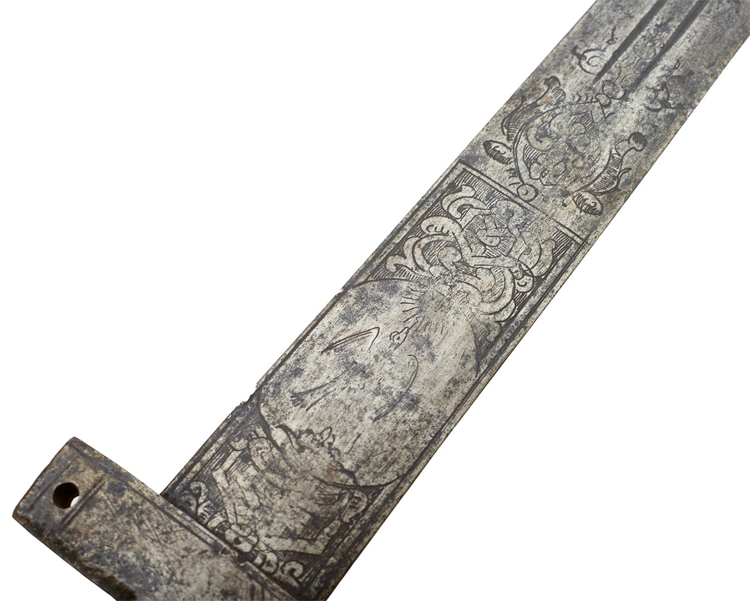 AN 18TH CENTURY SUDANESE SWORD OR KASKARA, 89.25cm double fullered broadsword European blade - Image 2 of 13