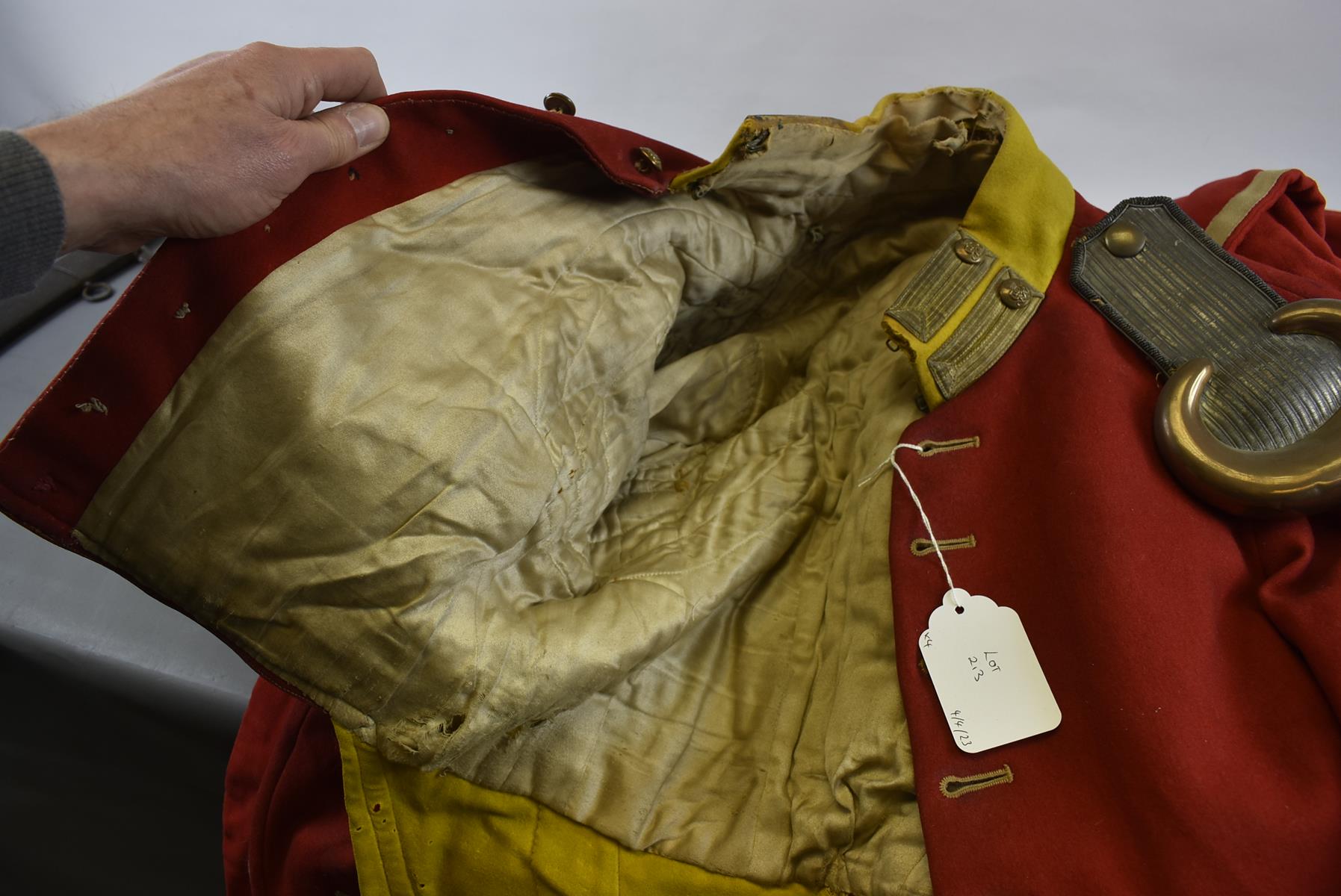 A BRITISH MILITARY MUSICIAN'S COATEE, scarlet cloth with white tape 'lace', now fitted with civilian - Image 21 of 24