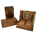 TWO VARIOUS EARLY 19TH CENTURY NAPOLEONIC PRISONER OF WAR STRAW-WORK STRING BOXES, each in the