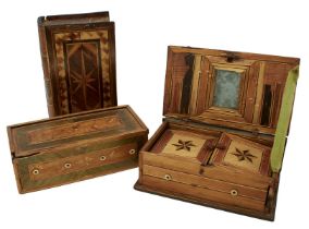 TWO VARIOUS EARLY 19TH CENTURY NAPOLEONIC PRISONER OF WAR STRAW-WORK STRING BOXES, each in the