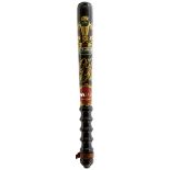 AN EARLY 20TH CENTURY PAINTED WOOD TRUNCHEON, decorated in polychrome with the Royal crown, GR