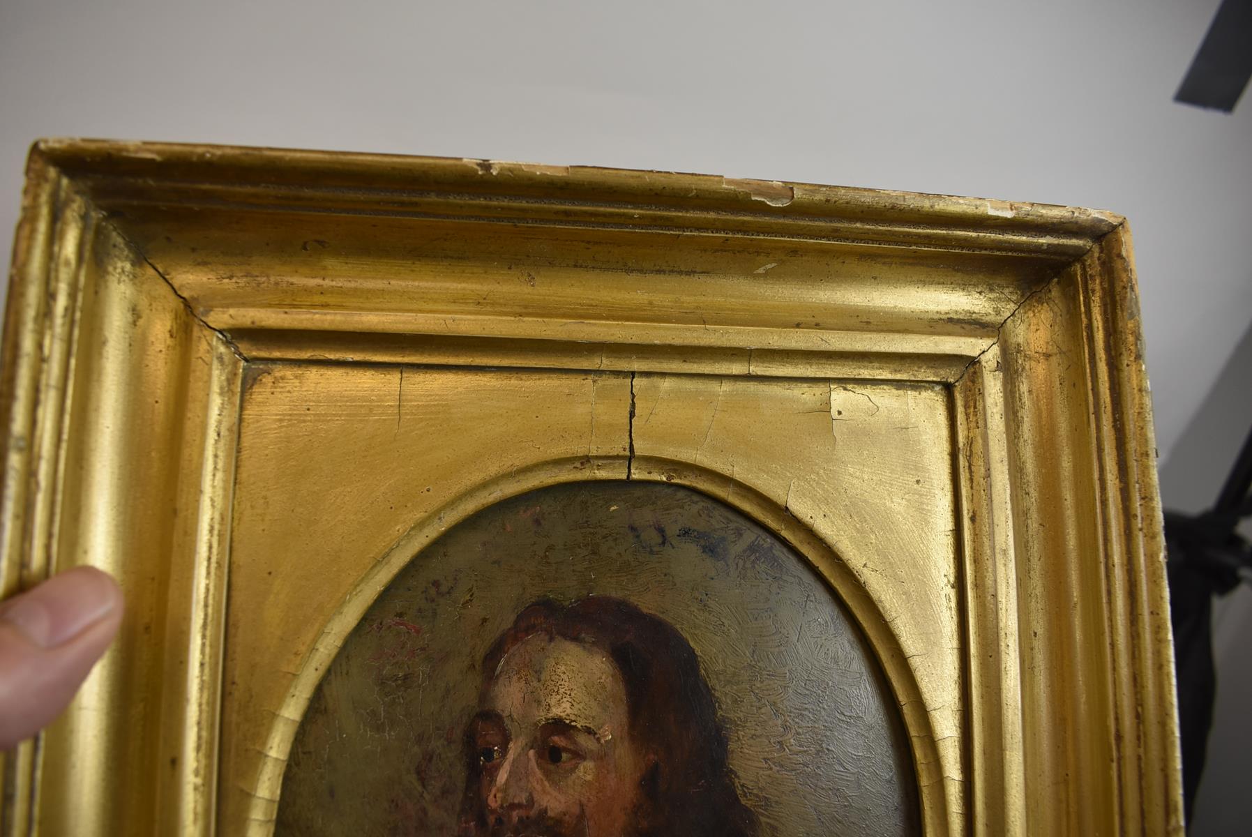 MANNER OF ANTHONY VAN DYCK, Bust length portrait of Charles I, oil on panel, 19 x 15.5cm oval, - Image 3 of 9