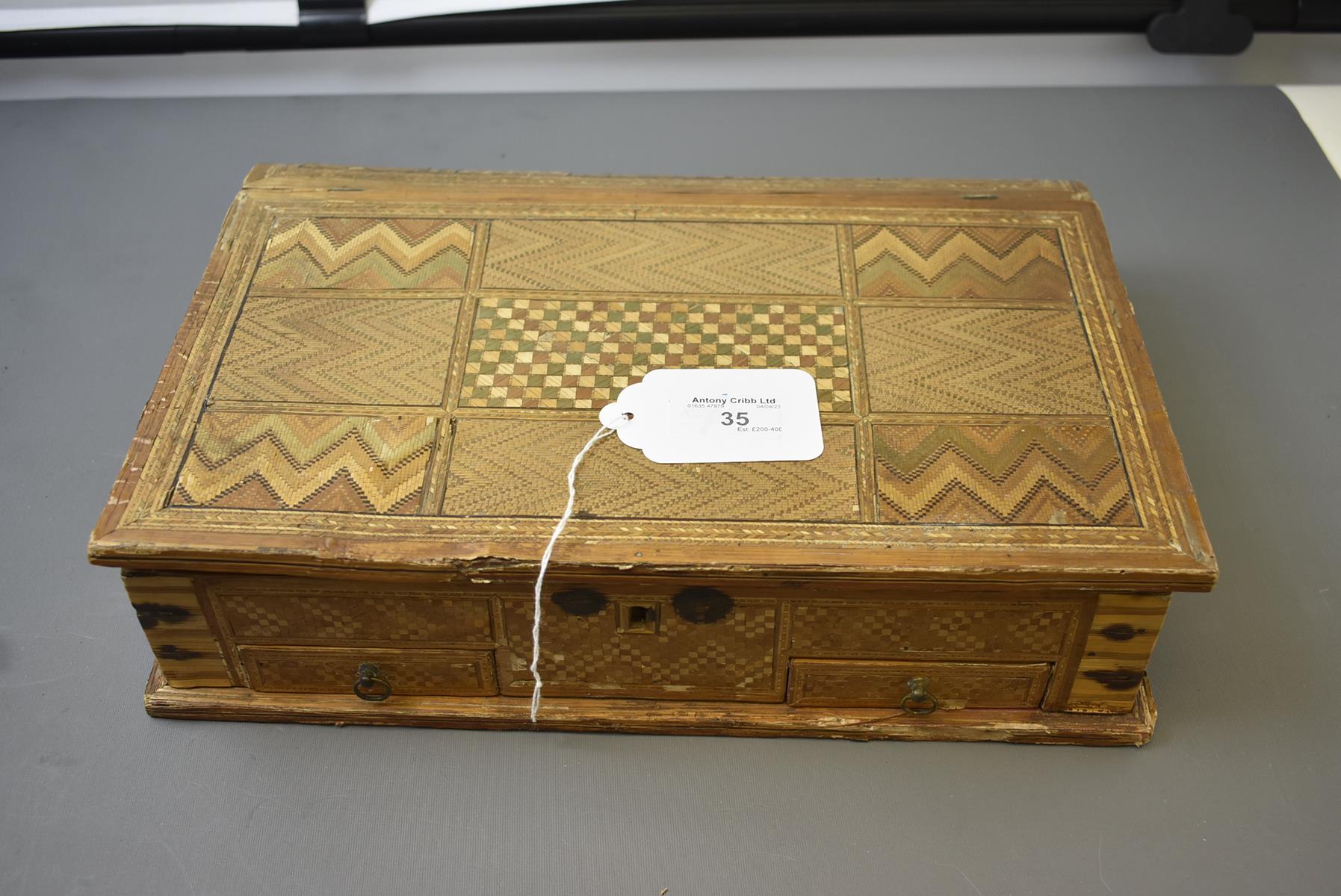 AN EARLY 19TH CENTURY NAPOLEONIC PRISONER OF WAR STRAW-WORK BOX, in the form of a book, the outer - Image 4 of 12