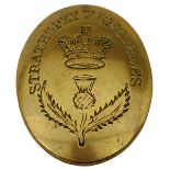 STRATHSPEY FENCIBLES OTHER RANKS OVAL CROSS BELT PLATE, 1793-1799. A good quality die-cast brass