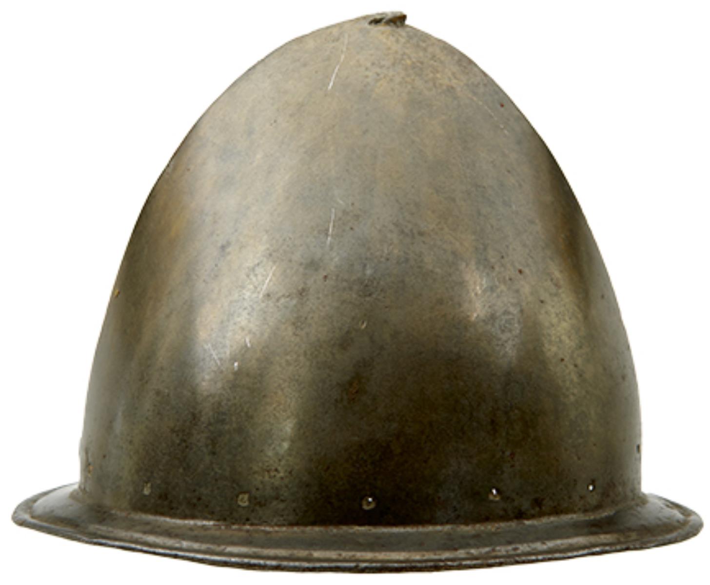 AN ITALIAN CABASET HELMET IN THE SPANISH FASHION, circa 1580, almond-shaped bowl raised from a
