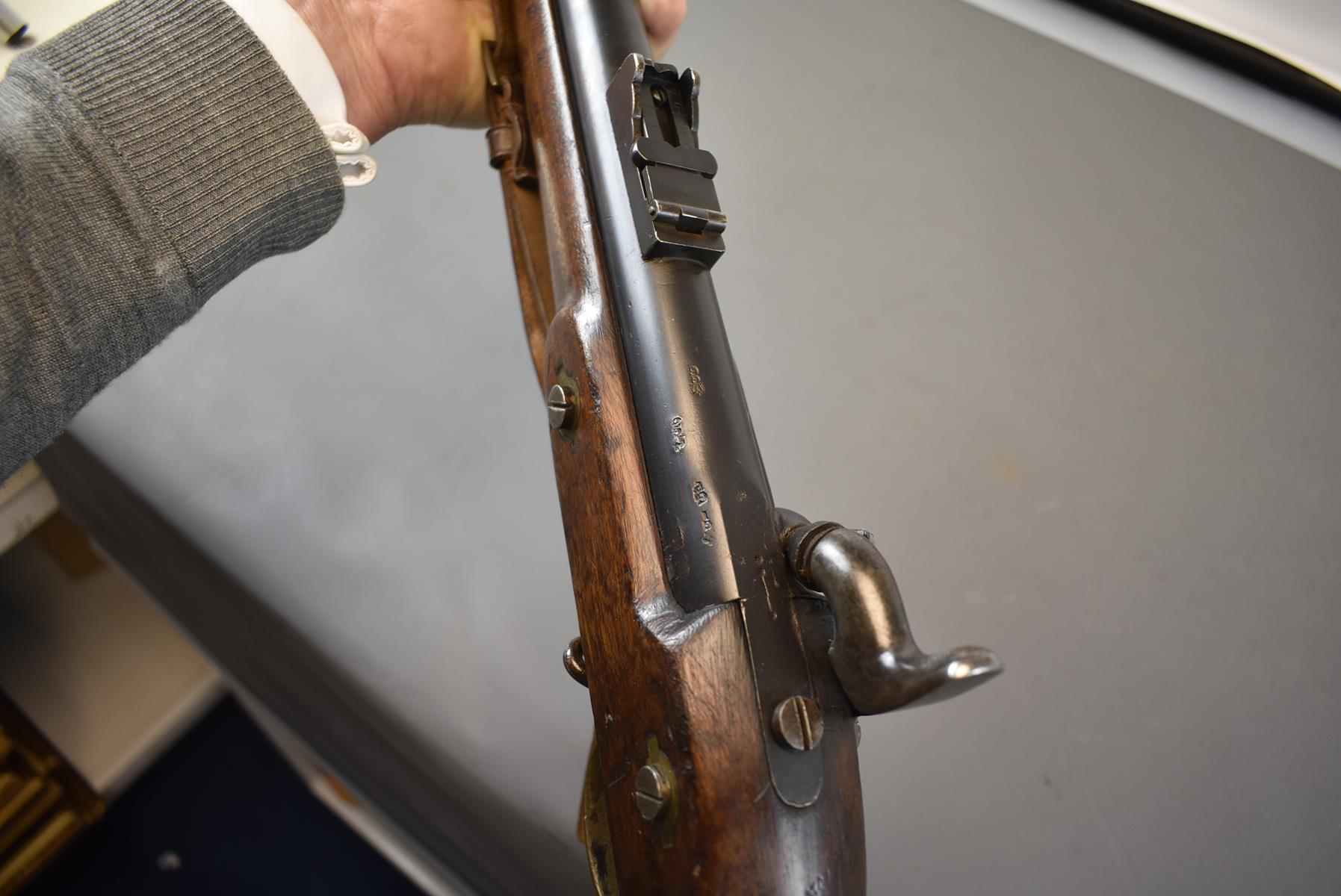A .577 CALIBRE THREE BAND ENFIELD SERVICE RIFLE, 39inch sighted barrel fitted with ramp and ladder - Image 10 of 10