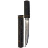A TANTO, 15.2cm blade with hi, details of nakago unavailable, inscribed Osafune ju Kanemitsu, etched
