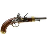 A .650 CALIBRE FRENCH FLINTLOCK SERVICE PISTOL, 8 inch barrel stamped P over 807 at the breech and