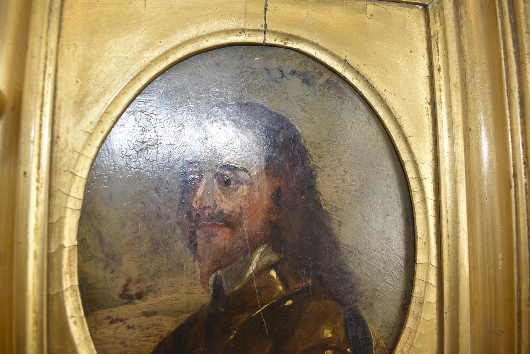 MANNER OF ANTHONY VAN DYCK, Bust length portrait of Charles I, oil on panel, 19 x 15.5cm oval, - Image 4 of 9