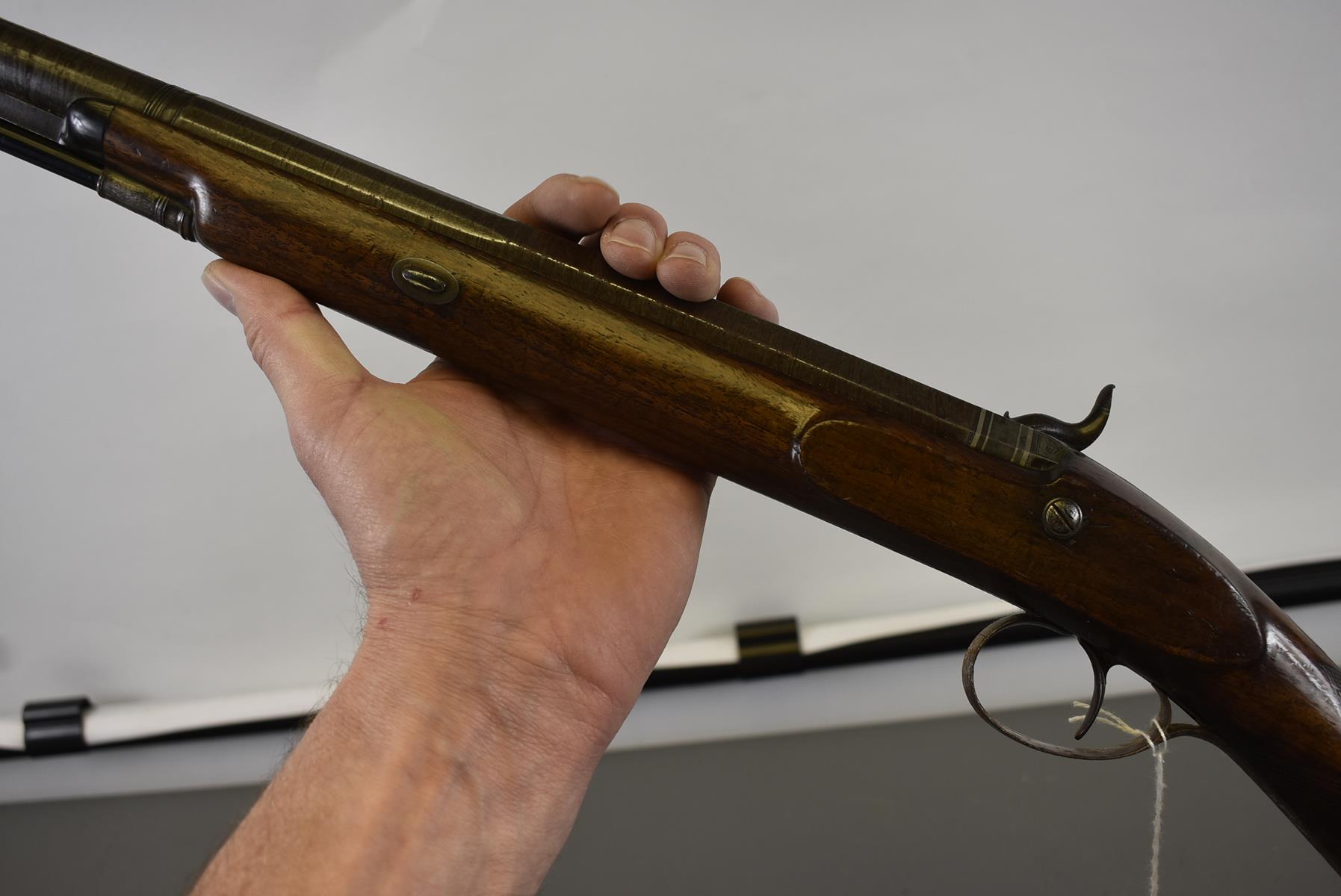 AN 18-BORE PERCUSSION SPORTING GUN BY WHEELER & SON, 32inch sighted multi-stage barrel engraved - Image 12 of 13