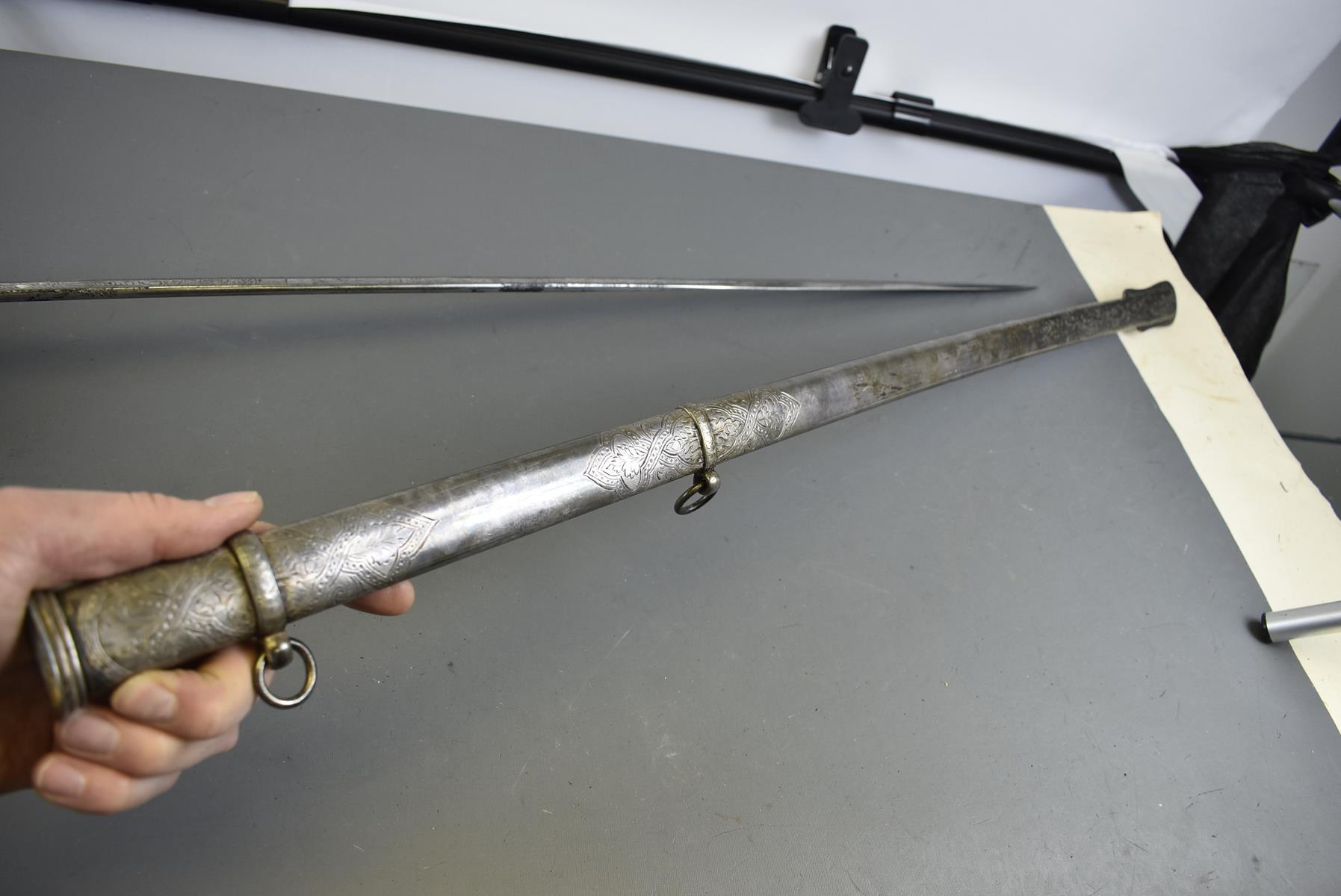 AN ORNATE VOLUNTEER ARTILLERY OFFICER'S SWORD, 82.5cm blade profusely etched with scrolling foliage, - Image 14 of 15