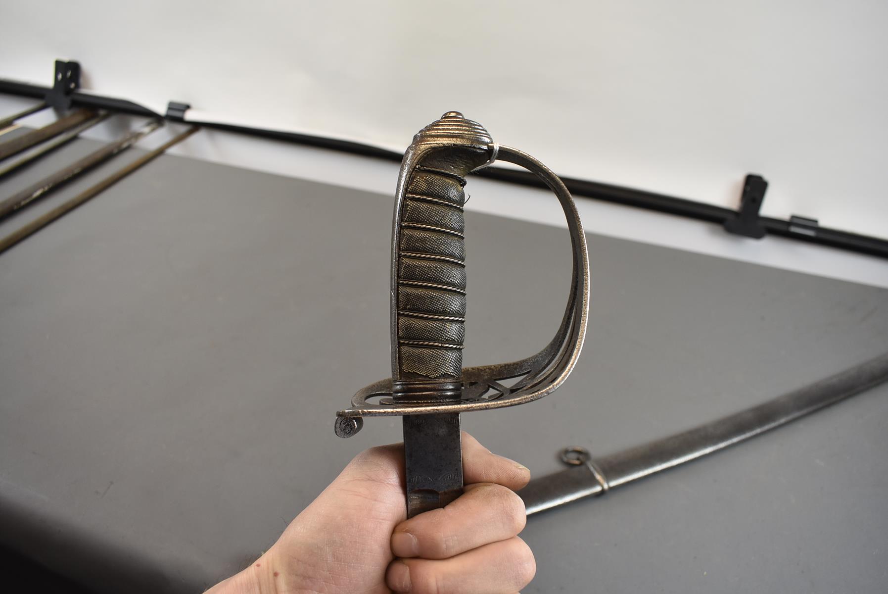 A WORCESTER RIFLES OFFICER'S PRESENTATION SWORD, 82cm curved blade etched with scrolling foliage, - Image 9 of 10