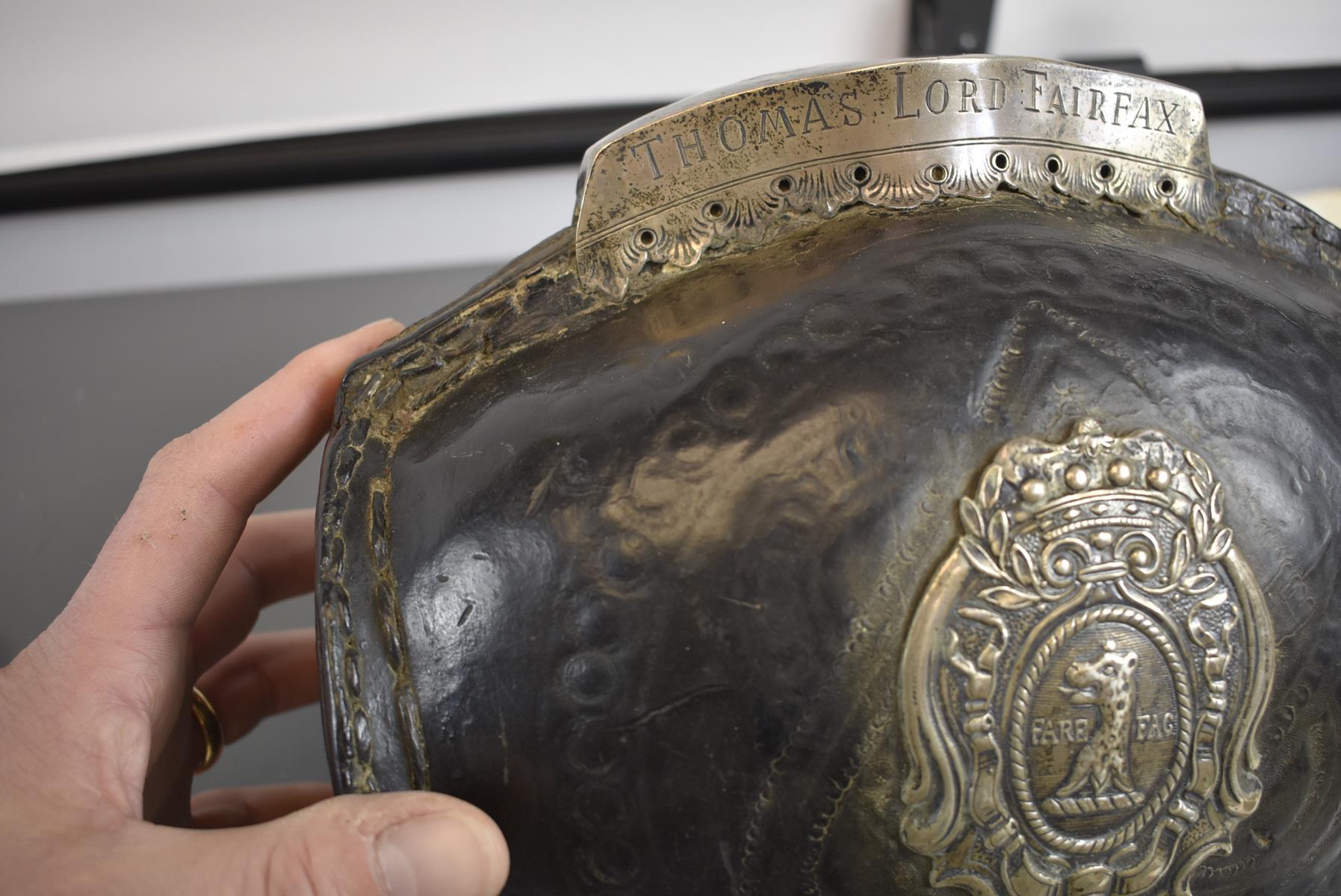 A 17TH CENTURY ENGLISH CIVIL WAR RELATED SILVER MOUNTED LEATHER COVERED FLASK BELONGING TO SIR - Image 5 of 18