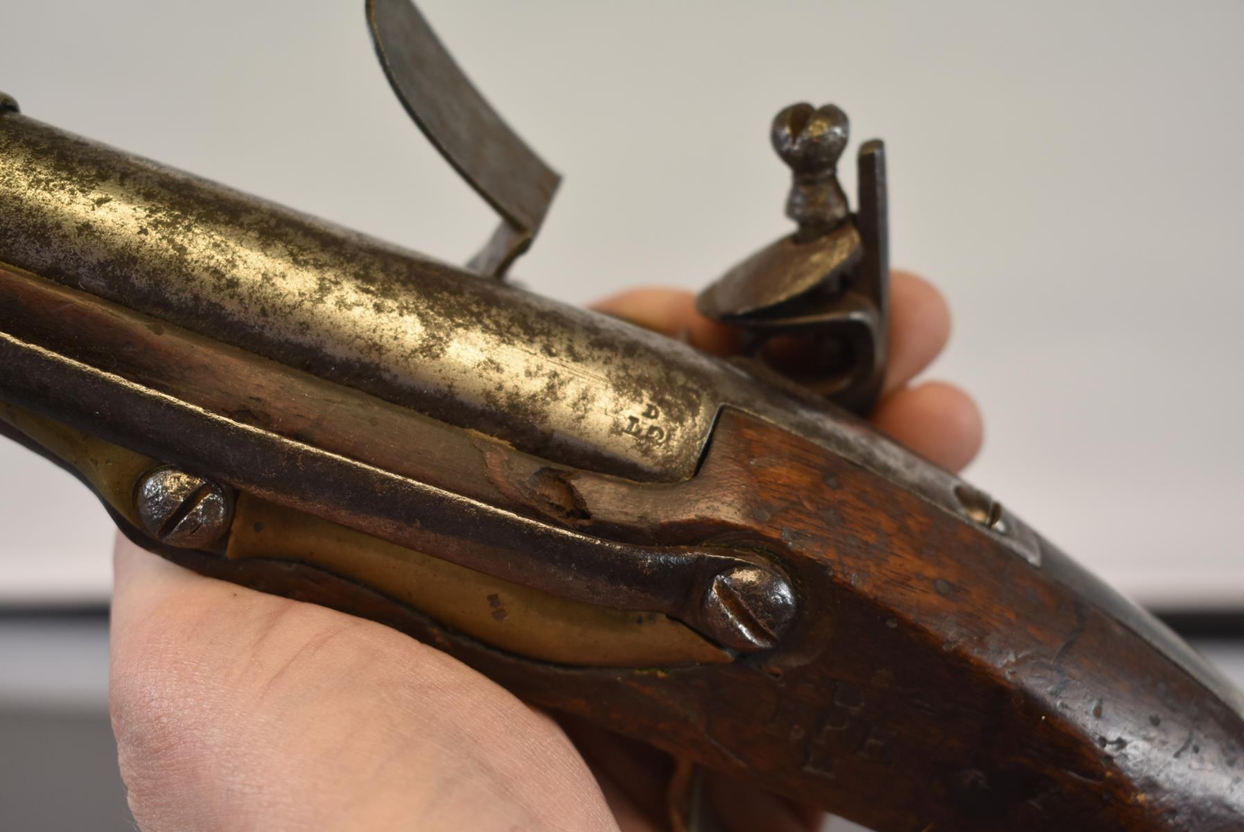 A RARE .700 CALIBRE FRENCH MODEL 1786 FLINTLOCK NAVAL SERVICE PISTOL, 9inch barrel, bevelled lock - Image 12 of 12